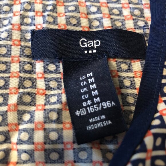 Gap Tank Top Womens Medium Keyhole Back Blue Geometric Sleeveless Blouse Shirt - Picture 12 of 16